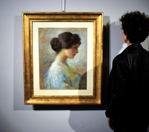 Portrait de femme, pastel début 20e - Art nouveau